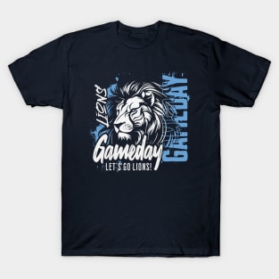 Vintage Lions Gameday // High School Lions School Spirit Blue T-Shirt